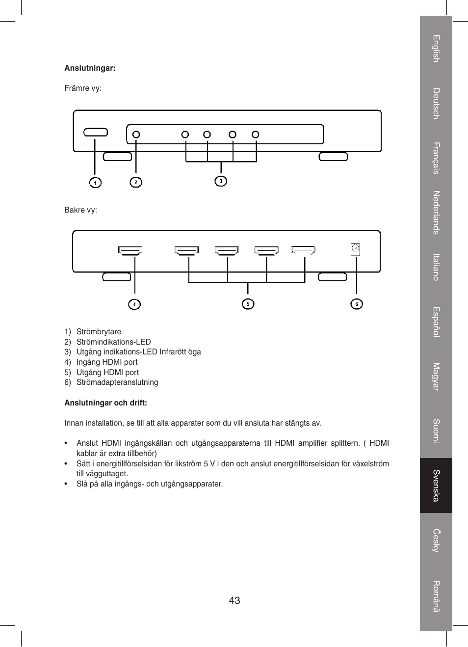 Konig Electronic 4 port HDMI splitter User Manual | Page 43 / 56