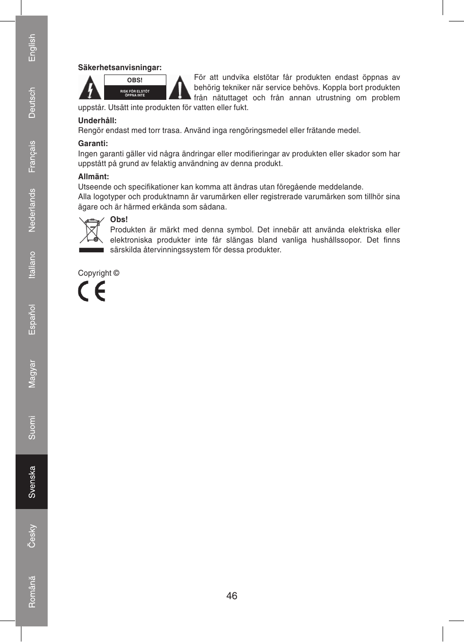 Konig Electronic 4 port HDMI splitter User Manual | Page 46 / 56