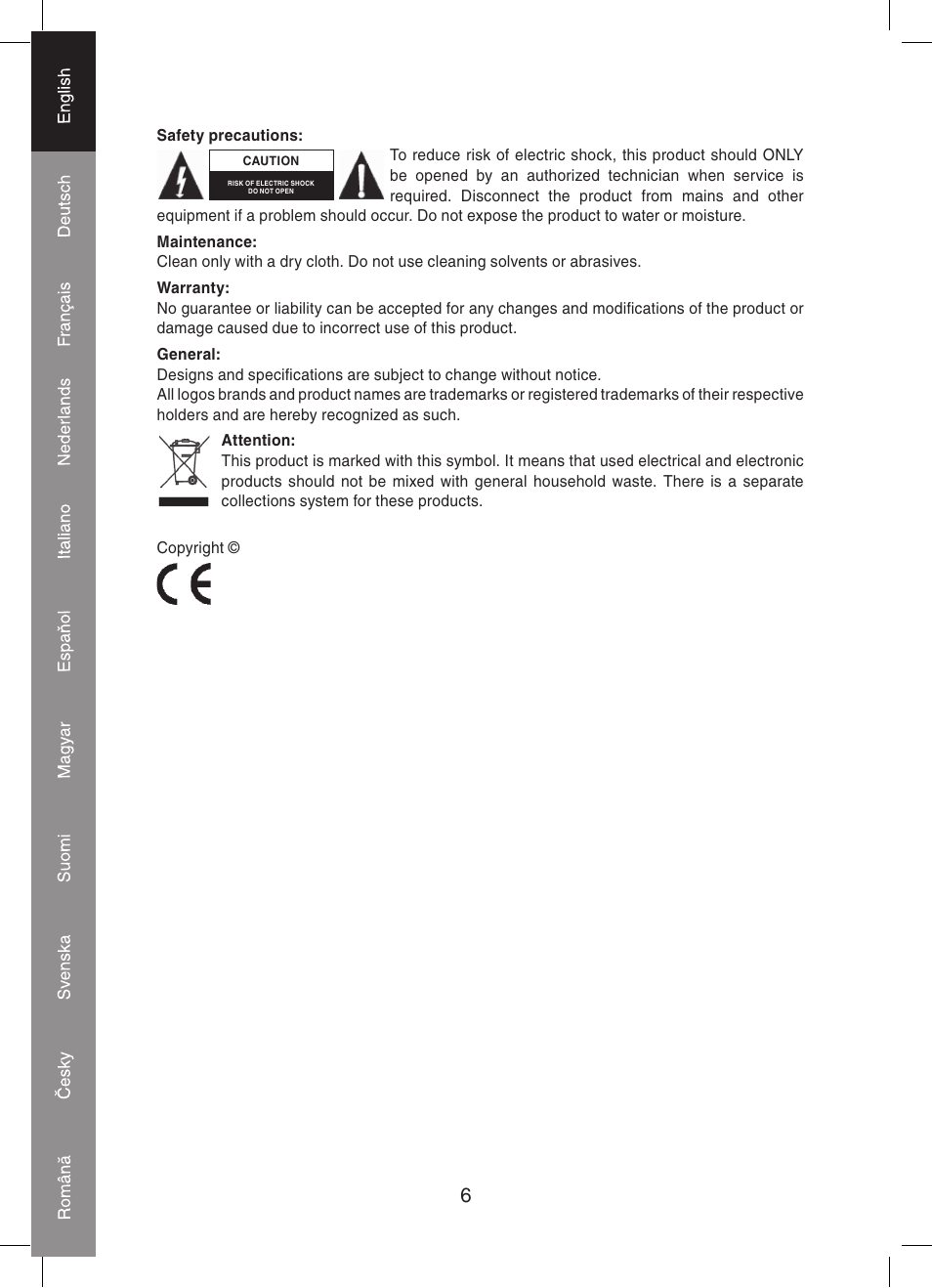 Konig Electronic 4 port HDMI splitter User Manual | Page 6 / 56
