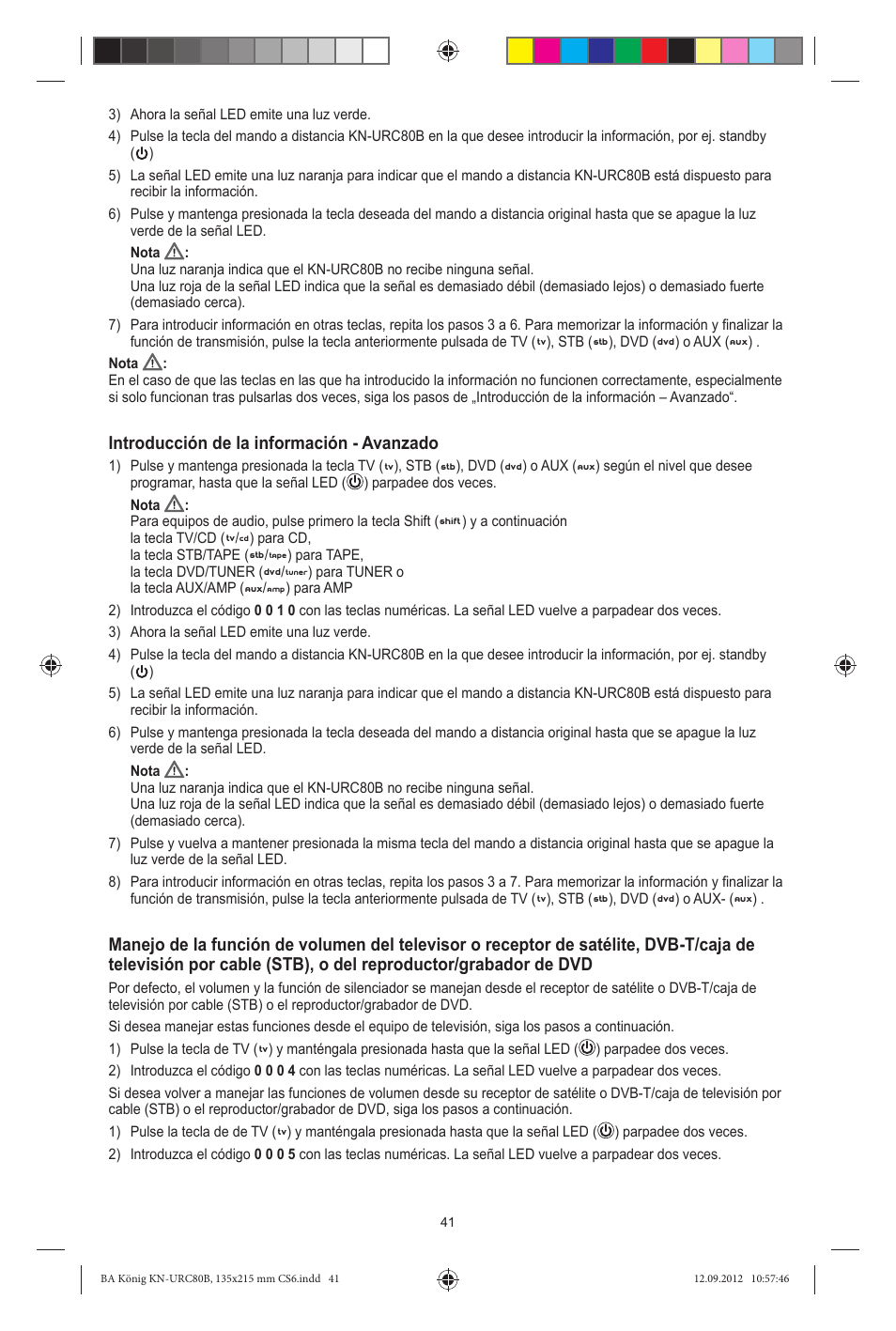 Introducción de la información - avanzado | Konig Electronic 8:1 universal remote control User Manual | Page 41 / 112