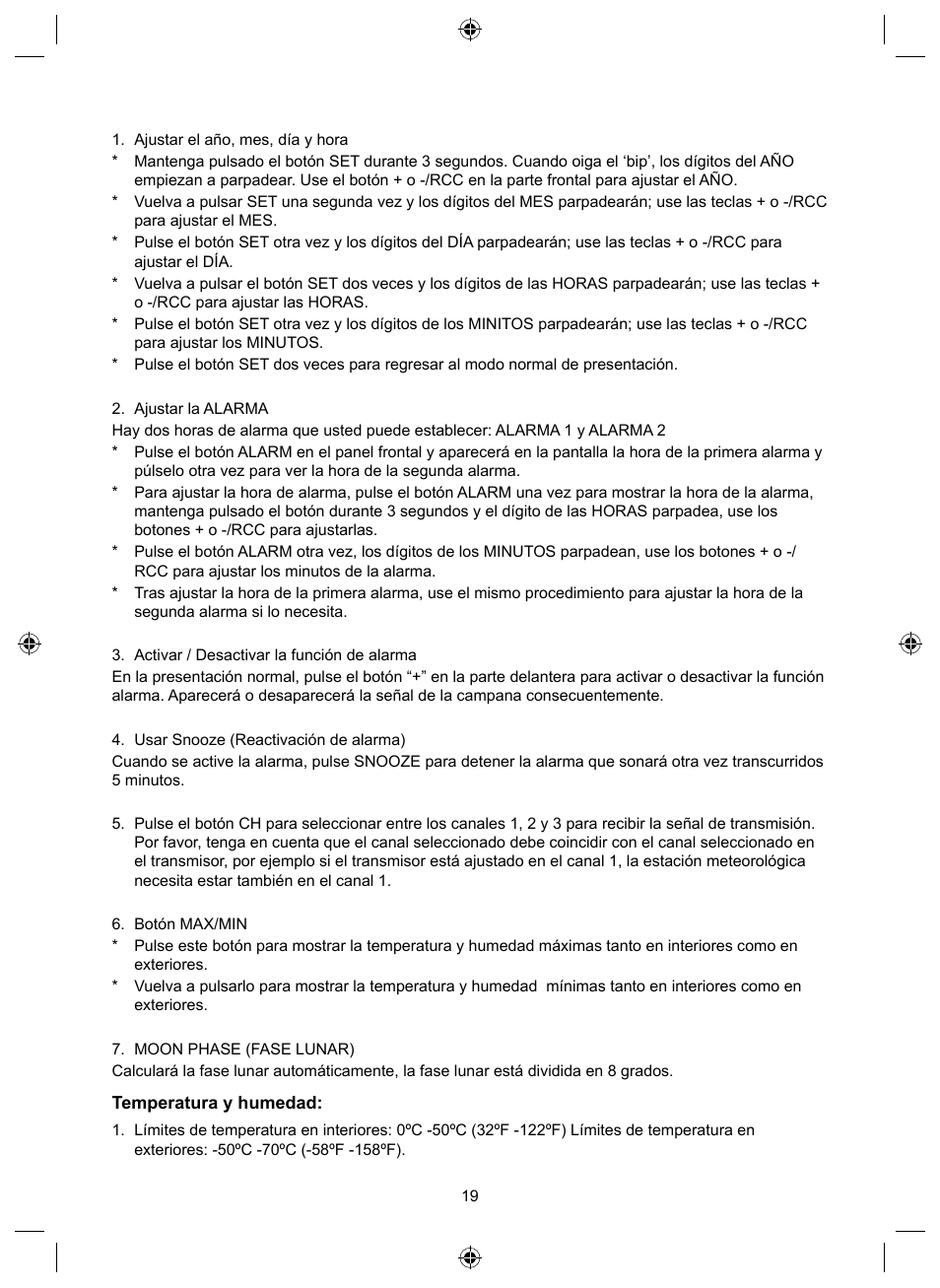 Español, Manual de uso (p. 18), Estación meteorológica | Konig Electronic Wireless weather station User Manual | Page 19 / 42