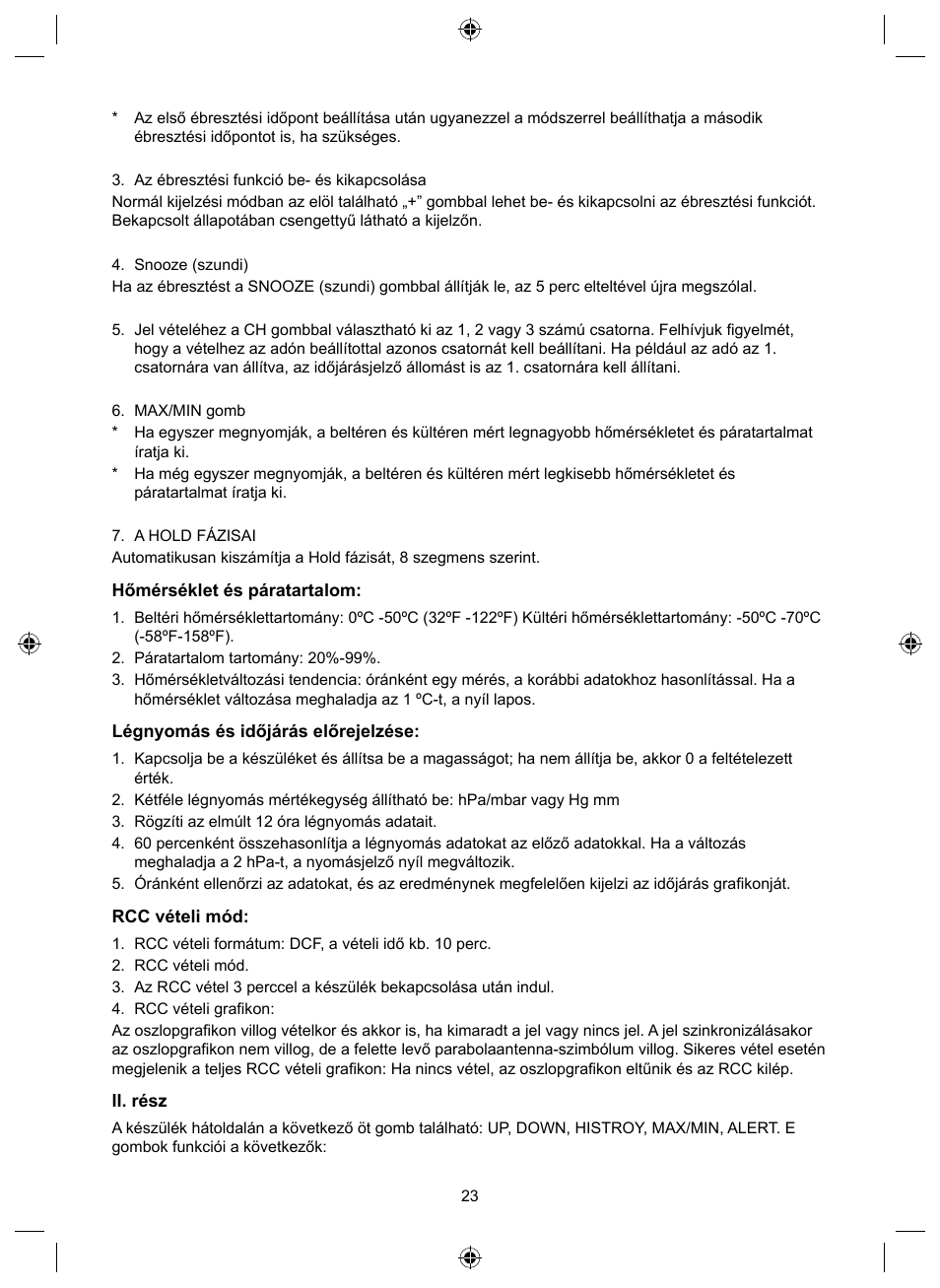 Magyar, Használati útmutató (o. 22.), Időjárásjelző állomás | Konig Electronic Wireless weather station User Manual | Page 23 / 42