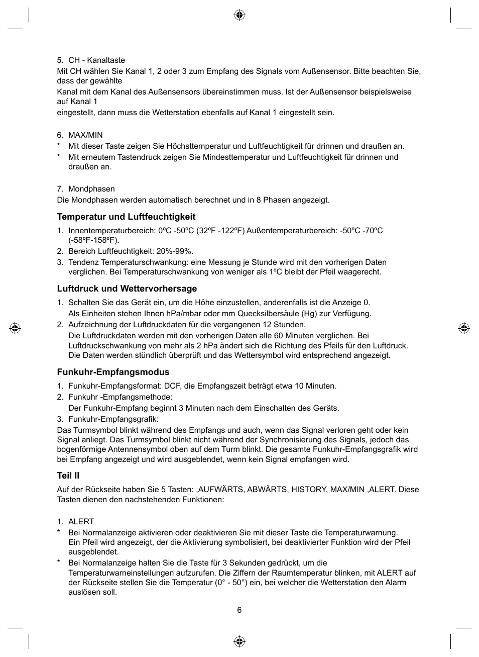 Konig Electronic Wireless weather station User Manual | Page 6 / 42