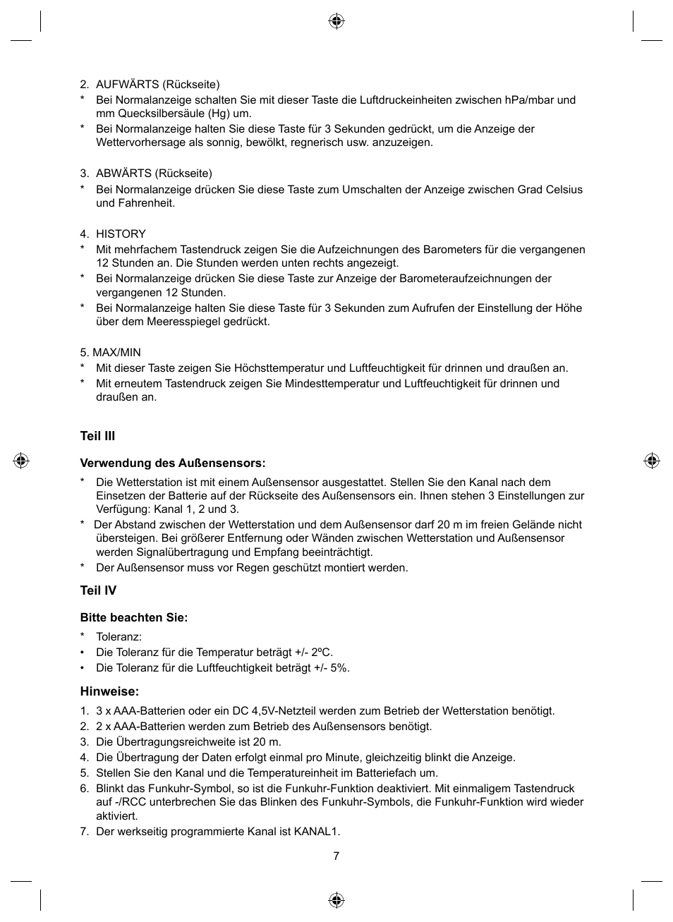 Konig Electronic Wireless weather station User Manual | Page 7 / 42