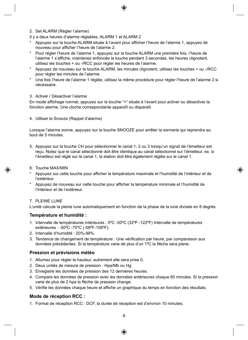 Français, Mode d’emploi (p. 8), Station météo | Konig Electronic Wireless weather station User Manual | Page 9 / 42