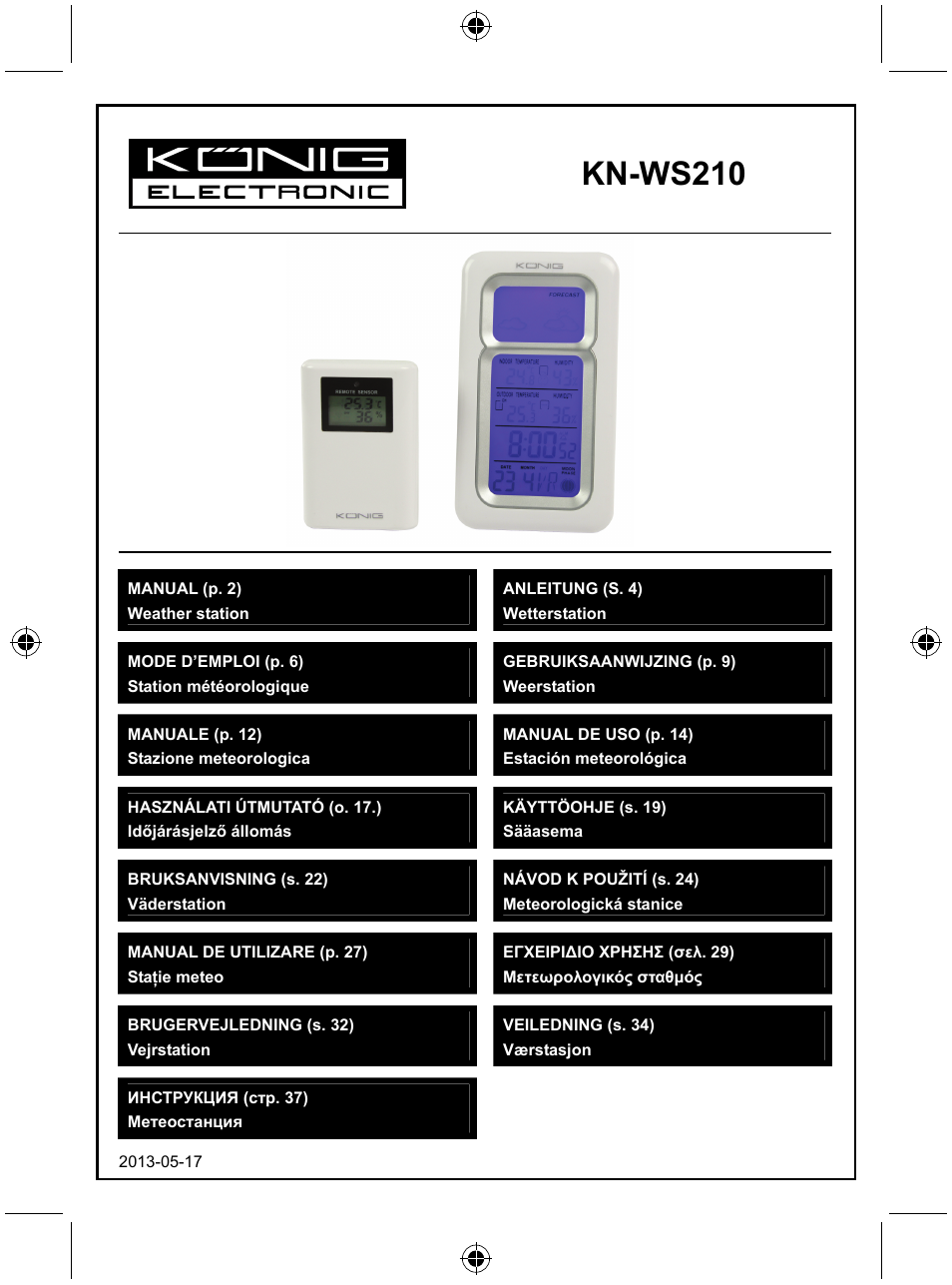 Konig Electronic Wireless weather station User Manual | 41 pages