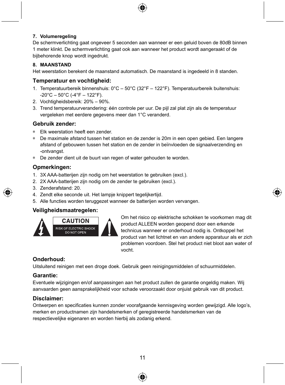 Konig Electronic Wireless weather station User Manual | Page 11 / 41