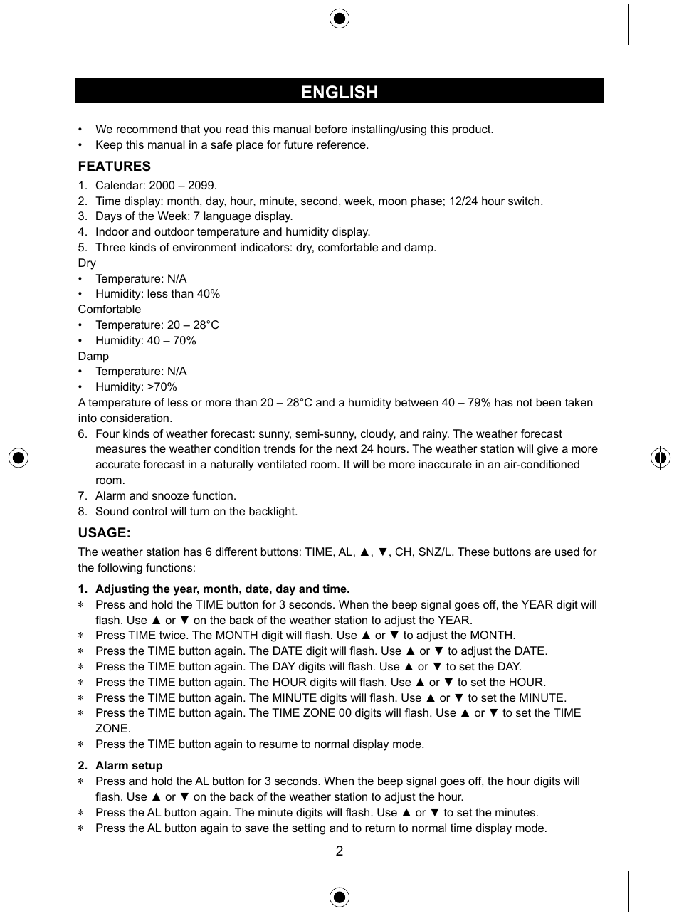 English | Konig Electronic Wireless weather station User Manual | Page 2 / 41