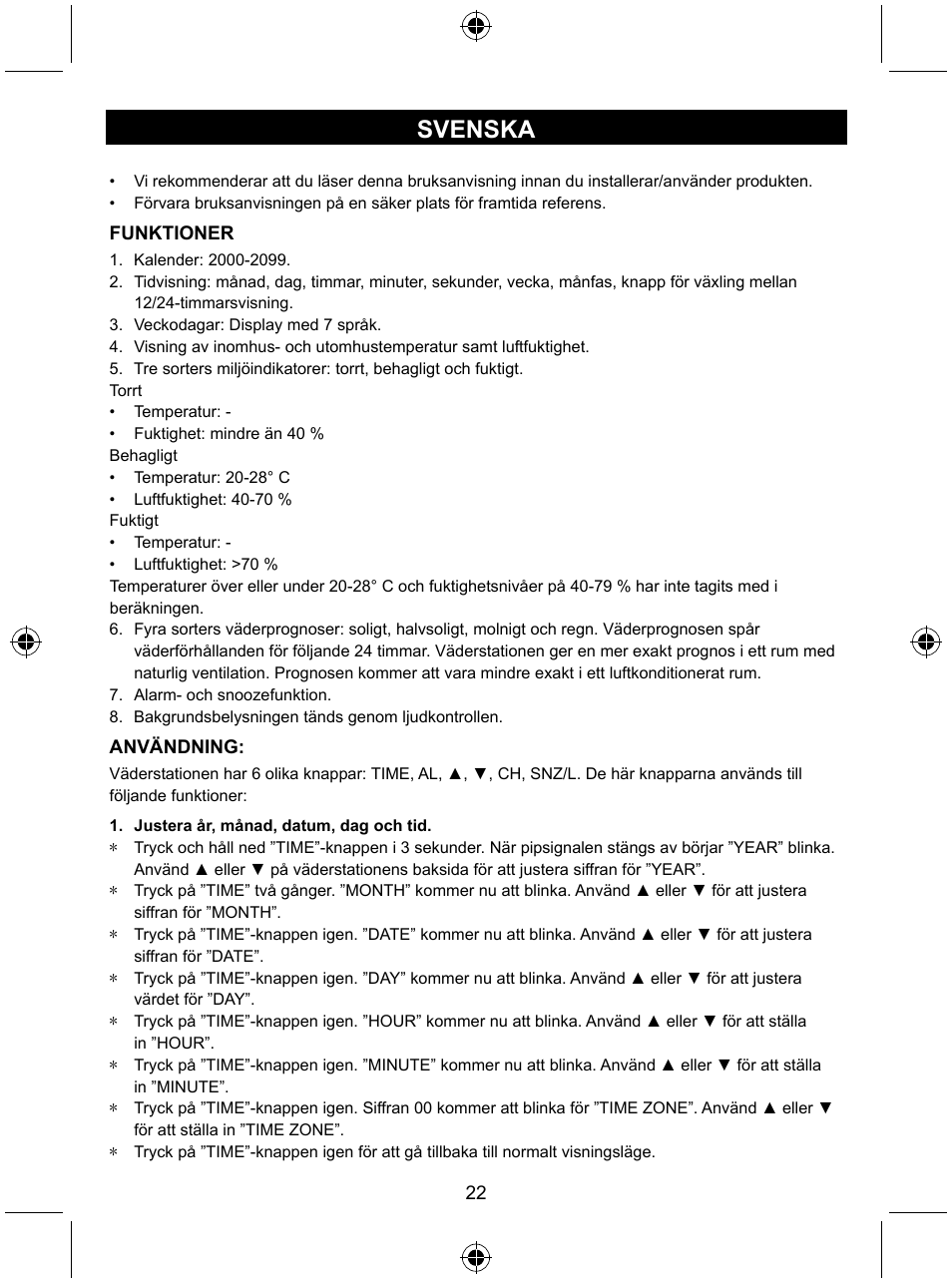 Svenska | Konig Electronic Wireless weather station User Manual | Page 22 / 41