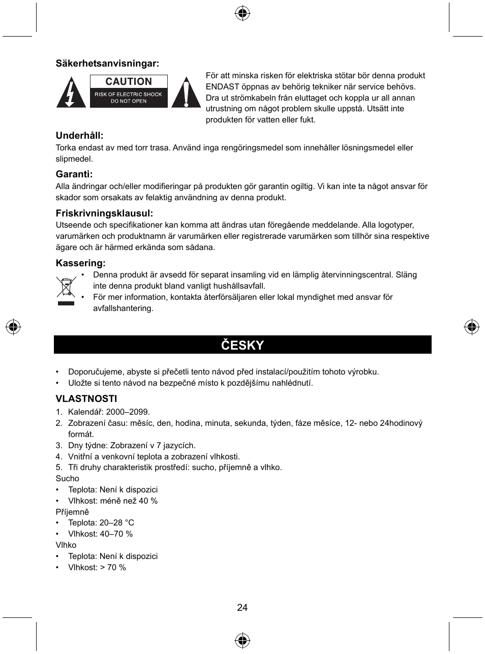 Česky | Konig Electronic Wireless weather station User Manual | Page 24 / 41