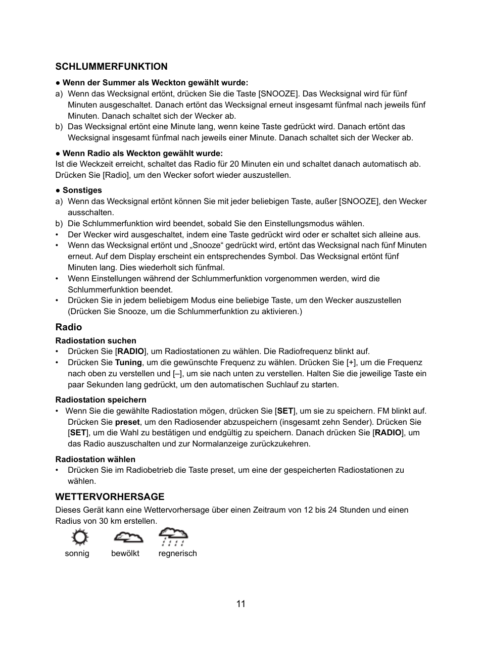 Konig Electronic Weather station with radio and outside sensor User Manual | Page 11 / 87