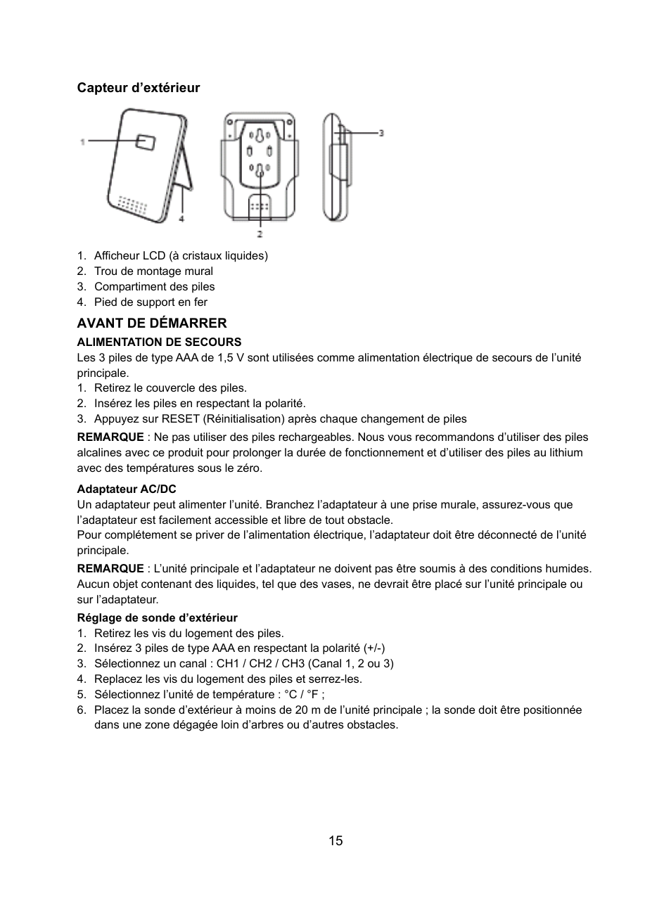 Konig Electronic Weather station with radio and outside sensor User Manual | Page 15 / 87