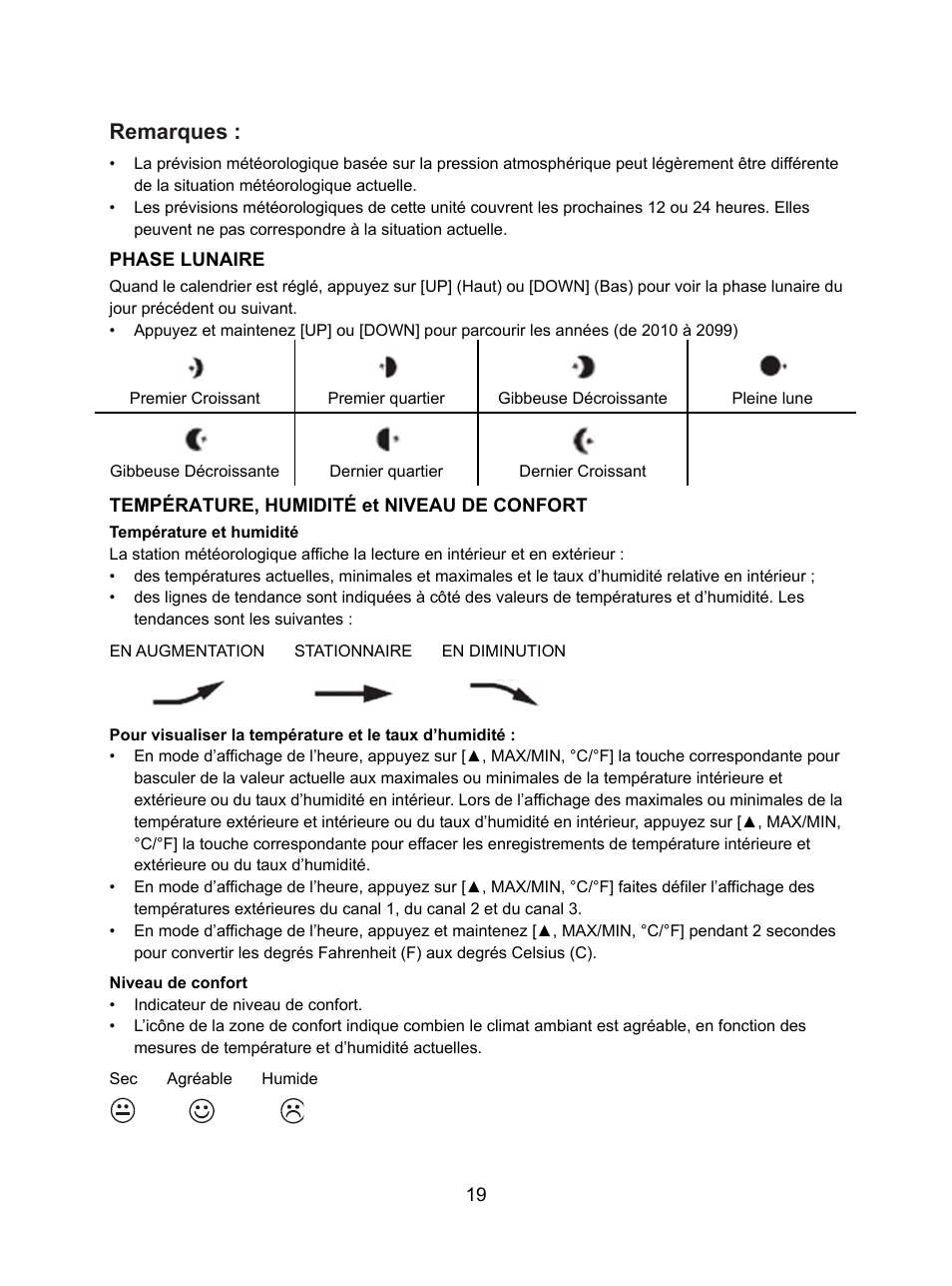 Remarques | Konig Electronic Weather station with radio and outside sensor User Manual | Page 19 / 87