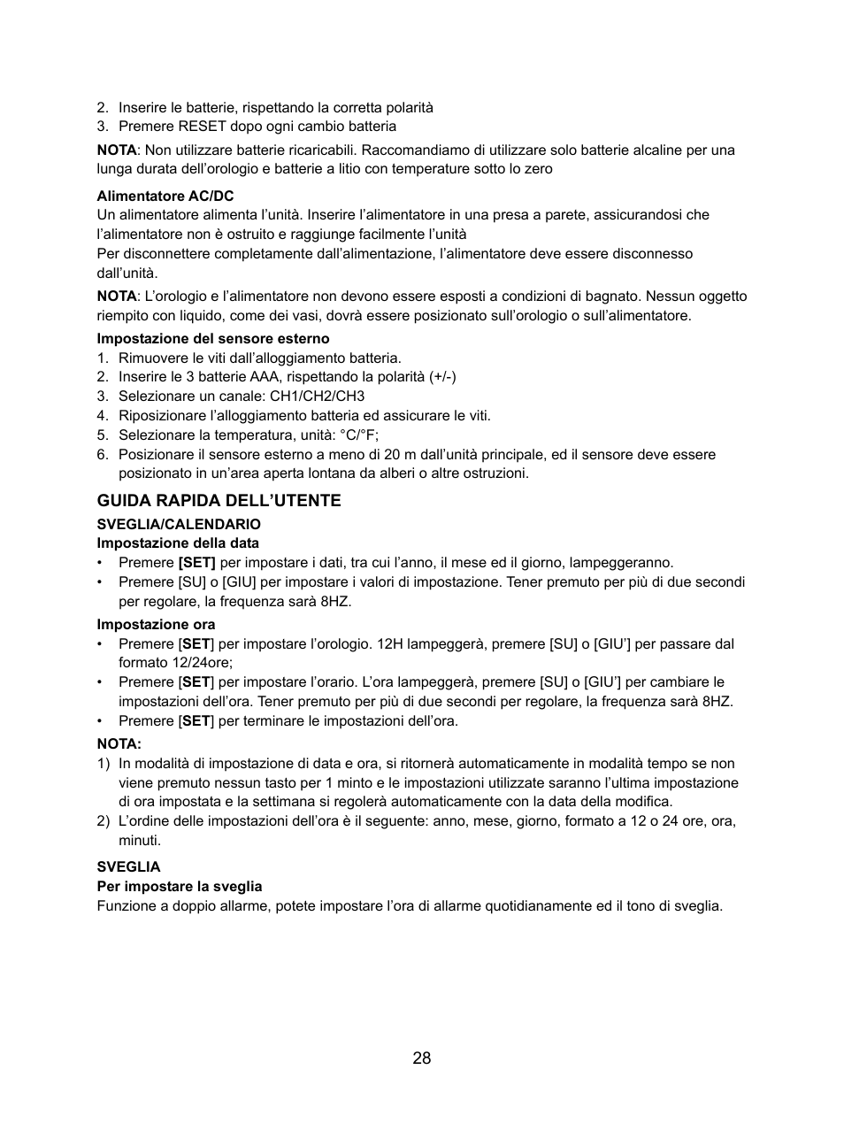 Konig Electronic Weather station with radio and outside sensor User Manual | Page 28 / 87