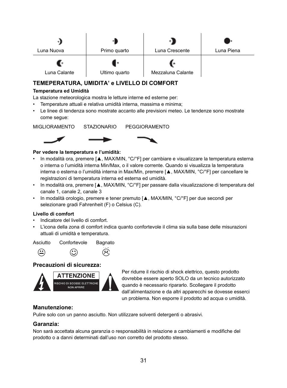 Konig Electronic Weather station with radio and outside sensor User Manual | Page 31 / 87