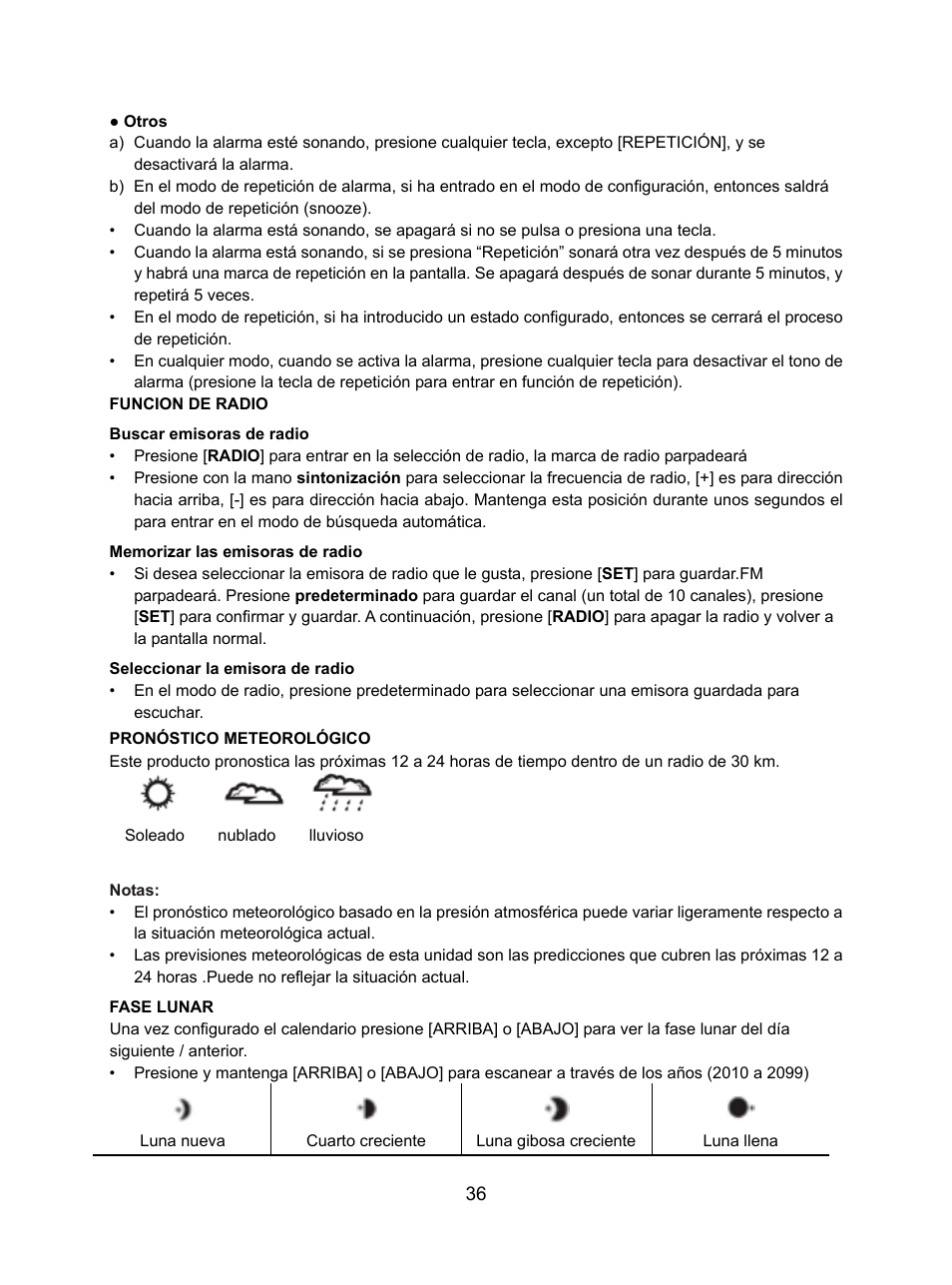 Konig Electronic Weather station with radio and outside sensor User Manual | Page 36 / 87