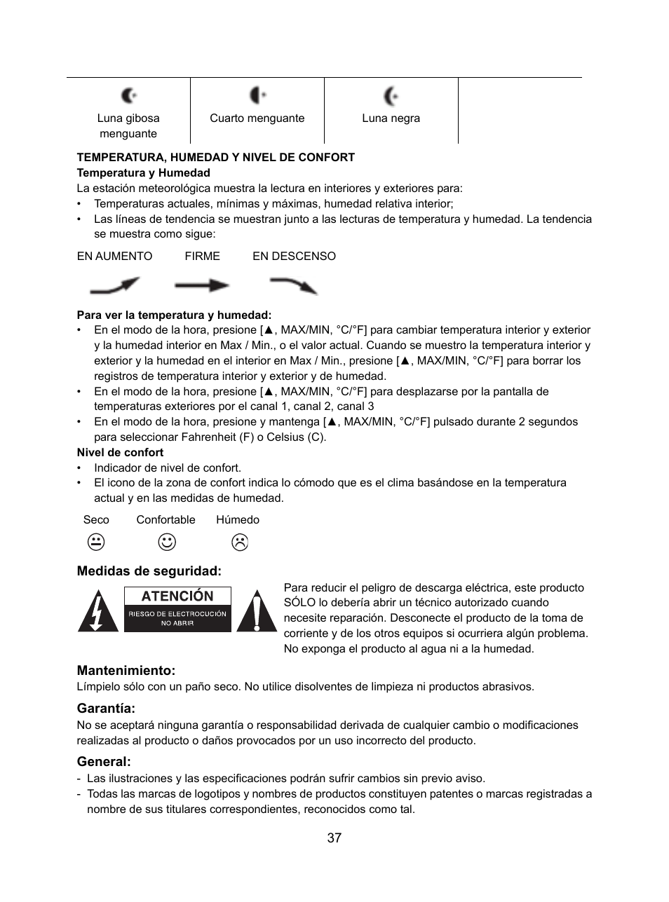 Konig Electronic Weather station with radio and outside sensor User Manual | Page 37 / 87
