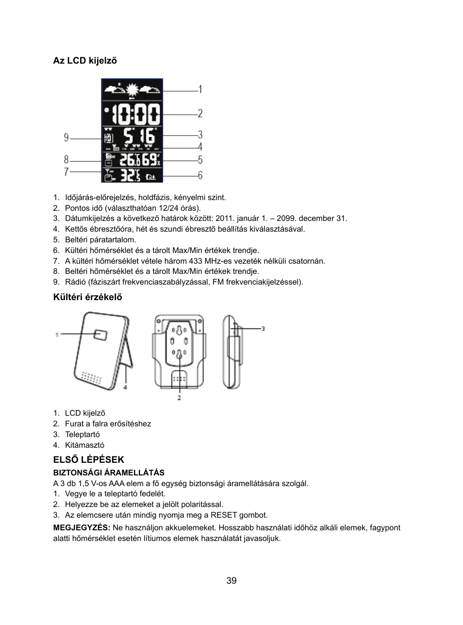 Konig Electronic Weather station with radio and outside sensor User Manual | Page 39 / 87