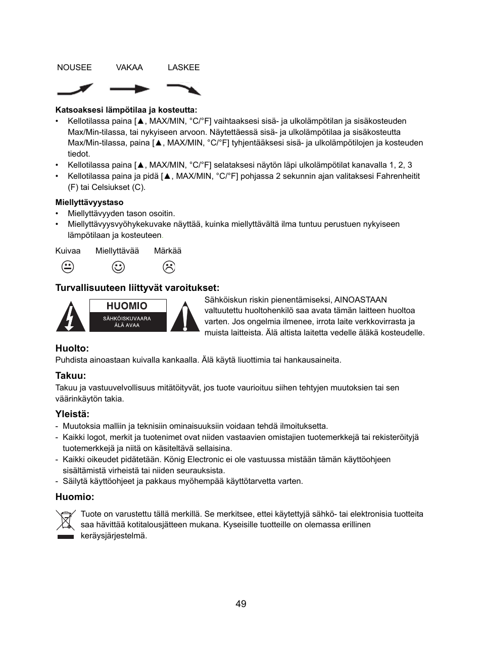 Konig Electronic Weather station with radio and outside sensor User Manual | Page 49 / 87