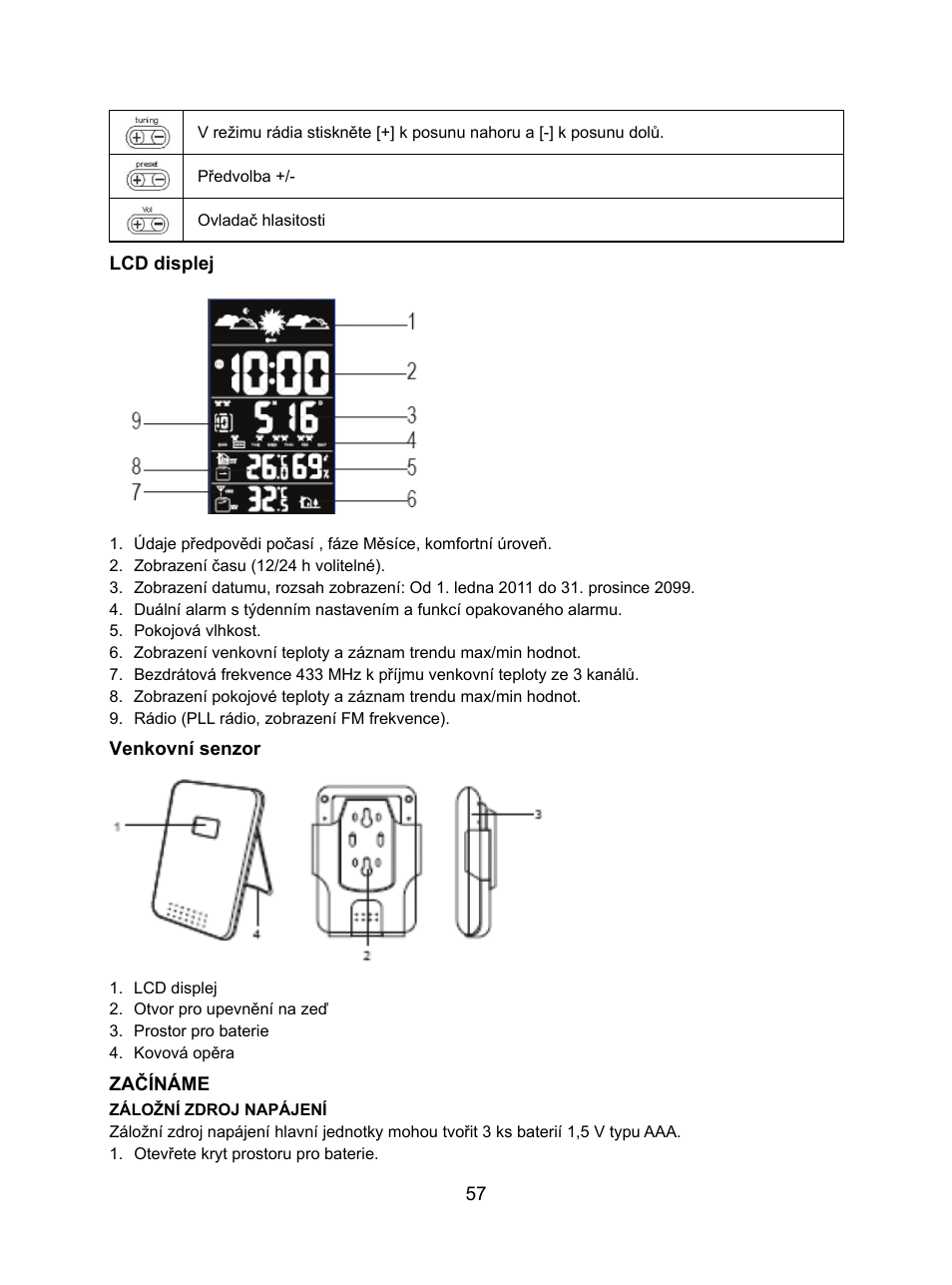 Konig Electronic Weather station with radio and outside sensor User Manual | Page 57 / 87