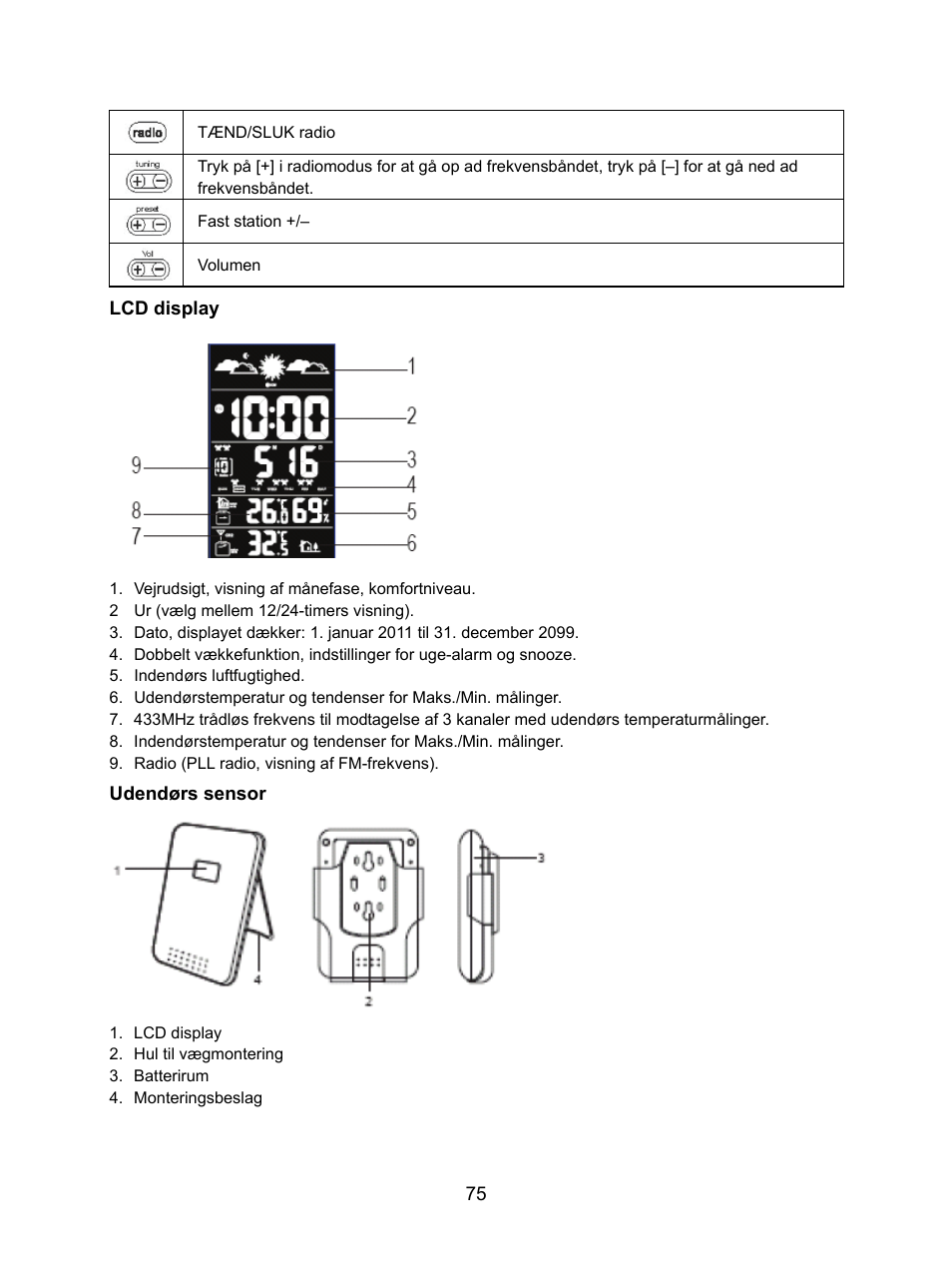 Konig Electronic Weather station with radio and outside sensor User Manual | Page 75 / 87