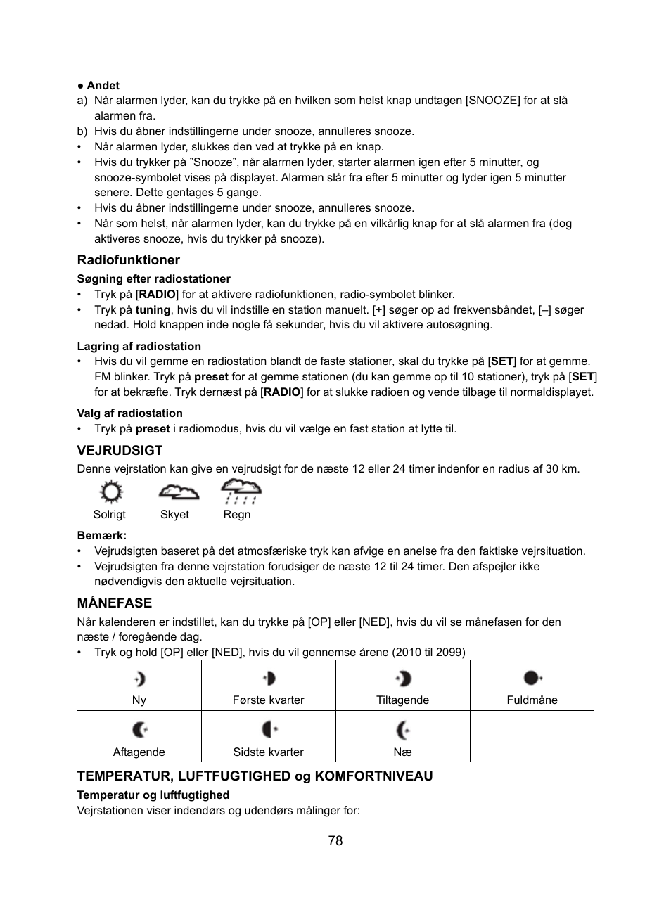 Konig Electronic Weather station with radio and outside sensor User Manual | Page 78 / 87