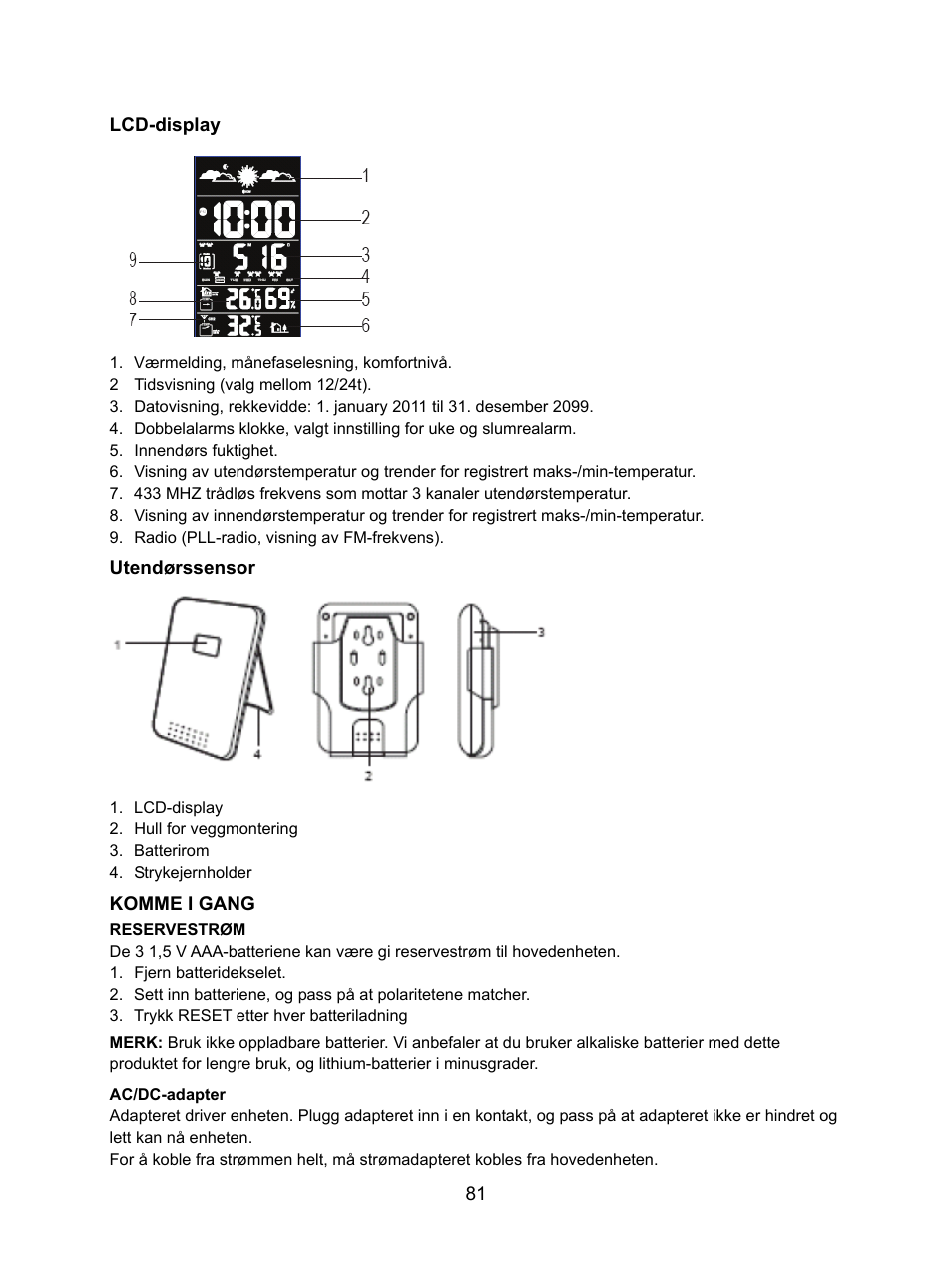 Konig Electronic Weather station with radio and outside sensor User Manual | Page 81 / 87