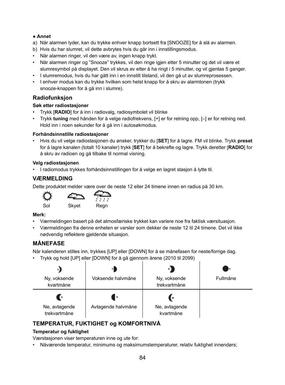 Konig Electronic Weather station with radio and outside sensor User Manual | Page 84 / 87