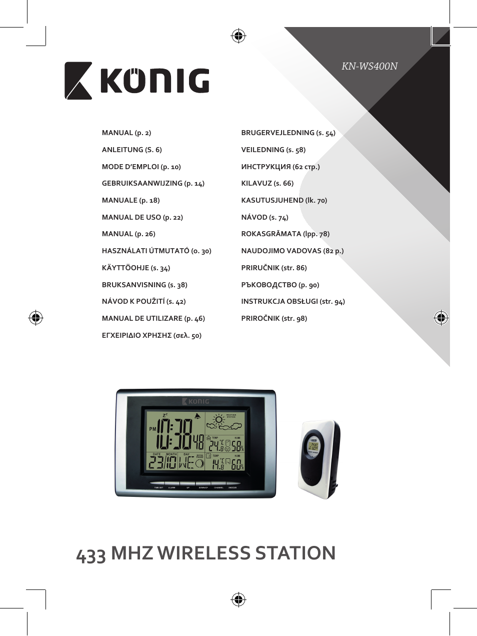 Konig Electronic 433 mhz wireless station with hygro-thermometer User Manual | 101 pages
