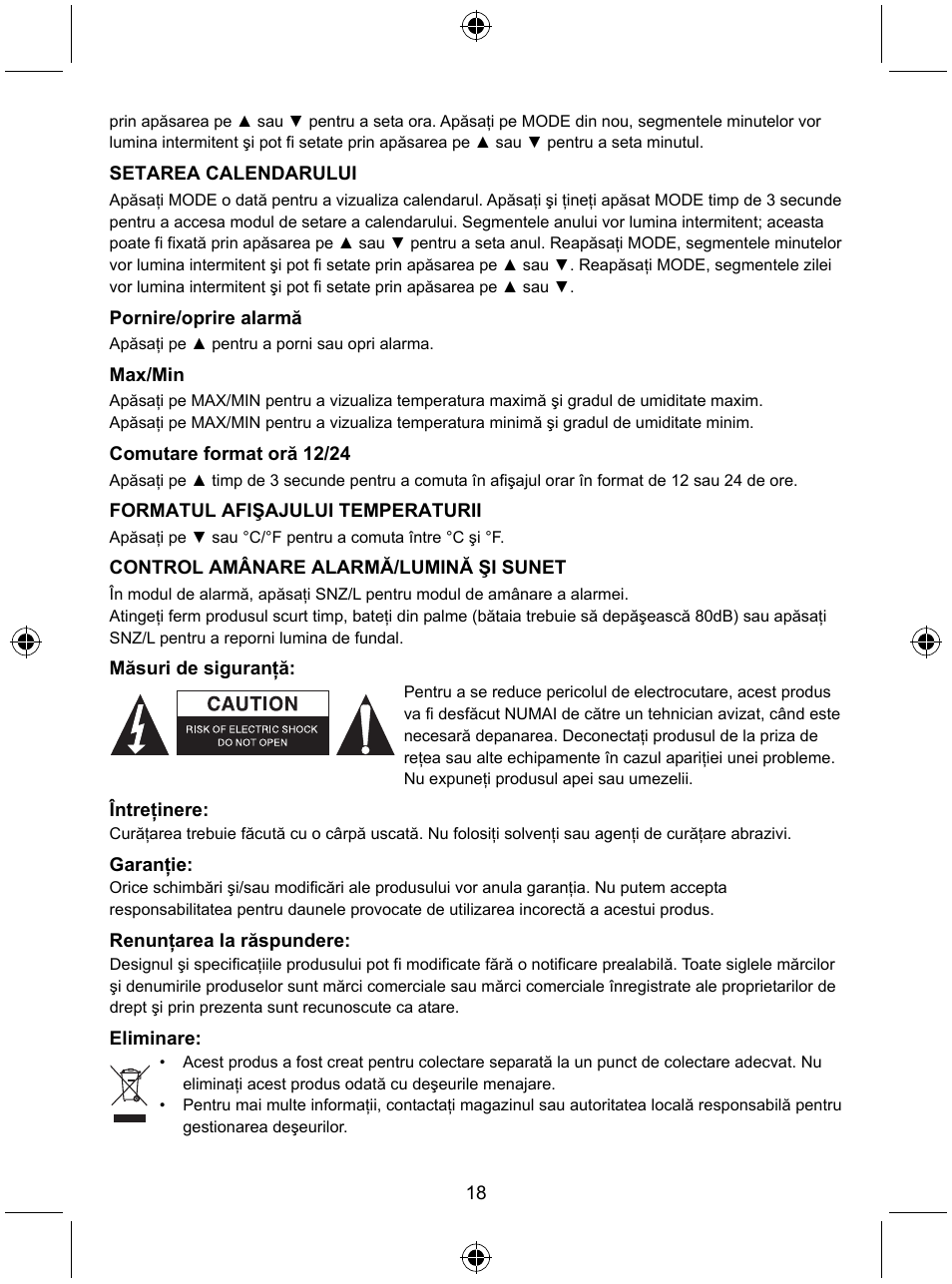 Konig Electronic Weather station with date display and alarm function User Manual | Page 18 / 27