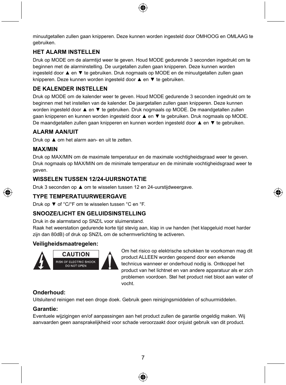 Konig Electronic Weather station with date display and alarm function User Manual | Page 7 / 27