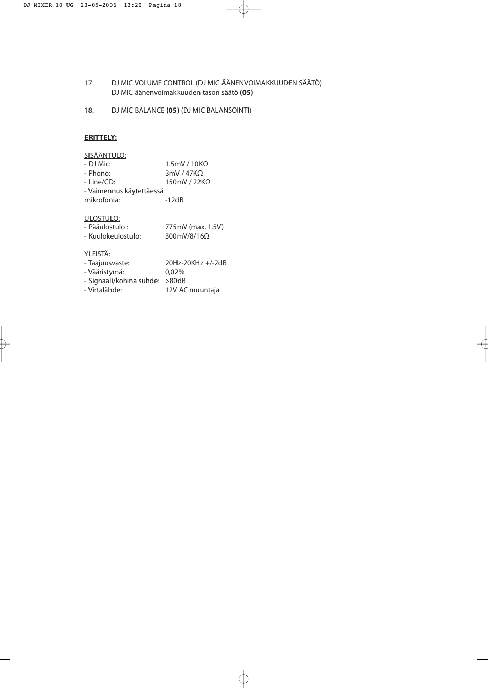 Konig Electronic 3-channel DJ mixer User Manual | Page 20 / 22