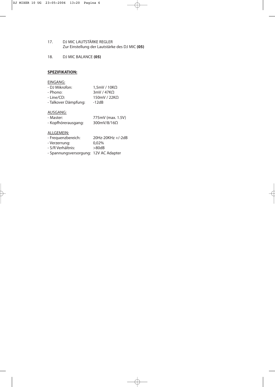 Konig Electronic 3-channel DJ mixer User Manual | Page 6 / 22