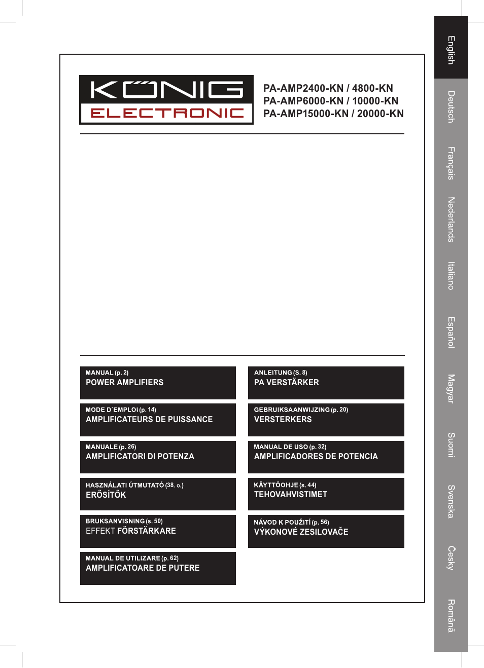 Konig Electronic PA amplifier 2x 300 W User Manual | 68 pages