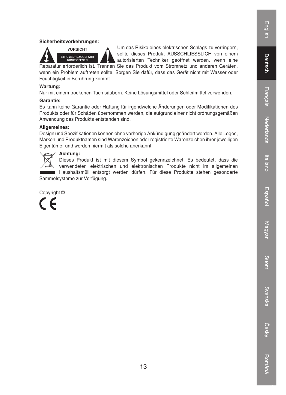 Konig Electronic PA amplifier 2x 300 W User Manual | Page 13 / 68