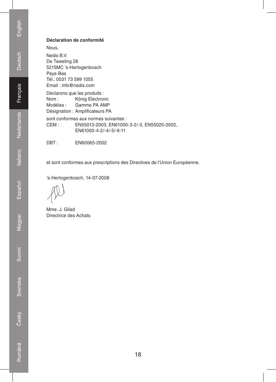 Konig Electronic PA amplifier 2x 300 W User Manual | Page 18 / 68