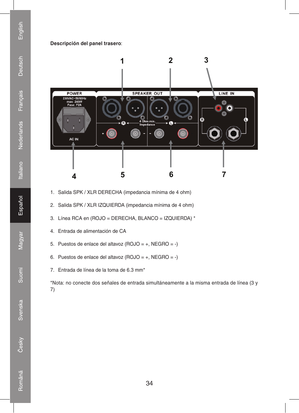 Konig Electronic PA amplifier 2x 300 W User Manual | Page 34 / 68