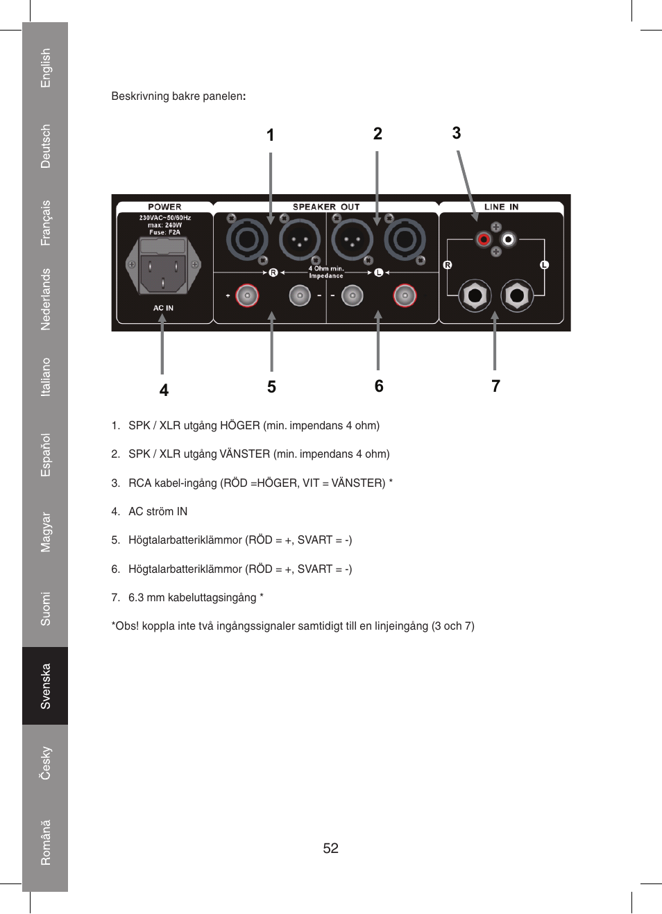 Konig Electronic PA amplifier 2x 300 W User Manual | Page 52 / 68