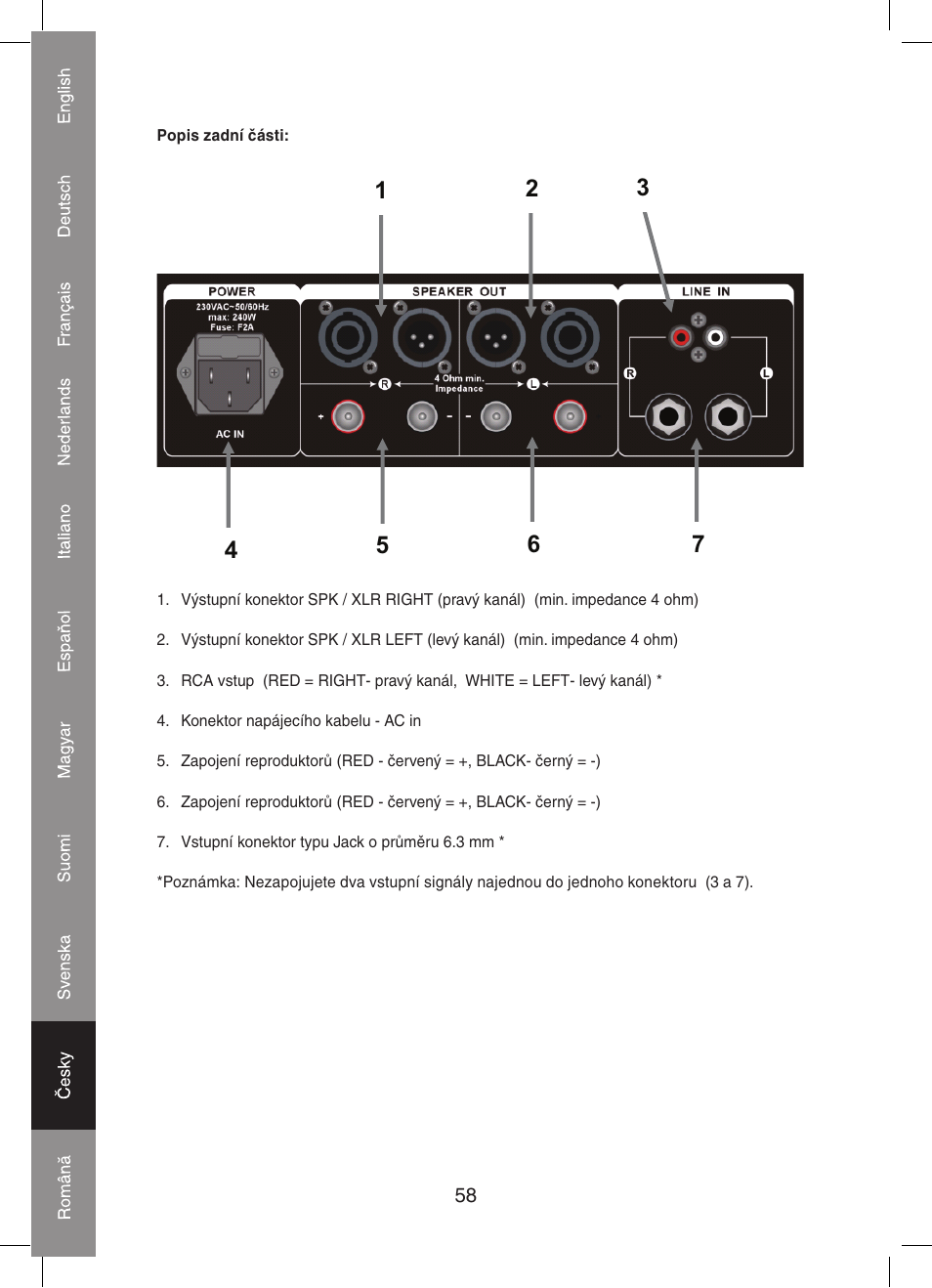 Konig Electronic PA amplifier 2x 300 W User Manual | Page 58 / 68