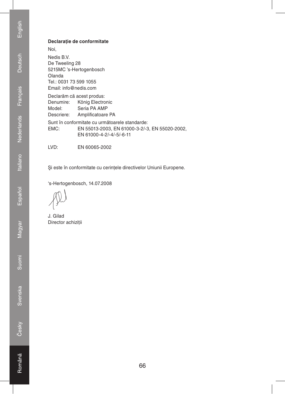 Konig Electronic PA amplifier 2x 300 W User Manual | Page 66 / 68