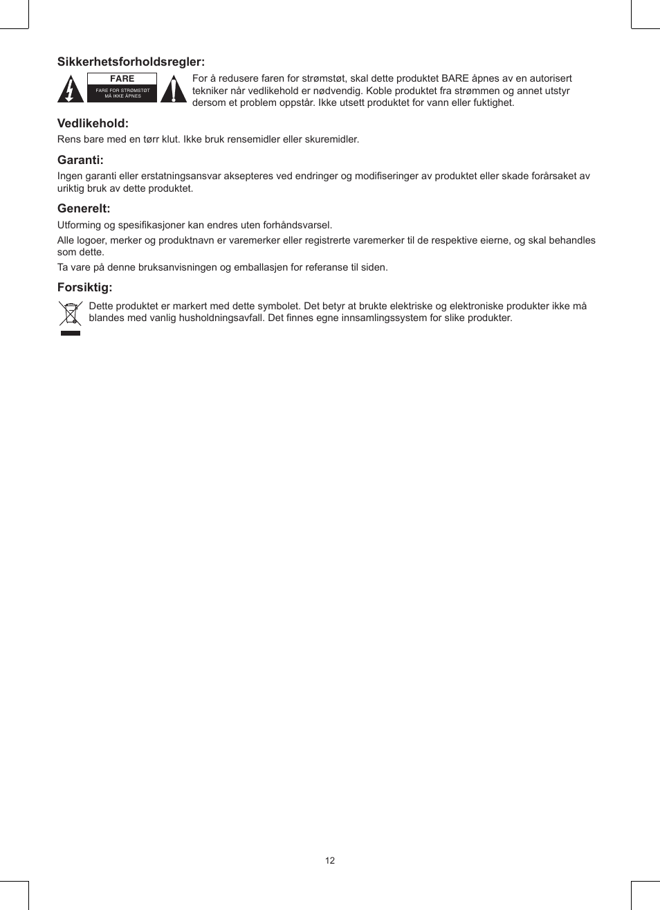 Konig Electronic 3-way 15" 600 W PA loudspeaker User Manual | Page 12 / 13