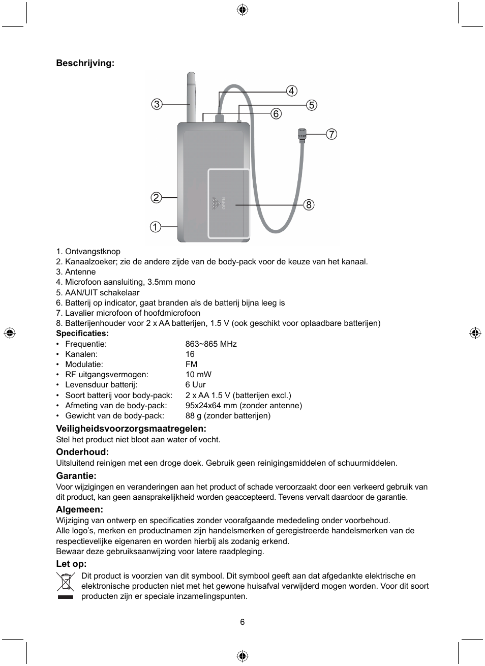 Konig Electronic Wireless bodypack User Manual | Page 6 / 20