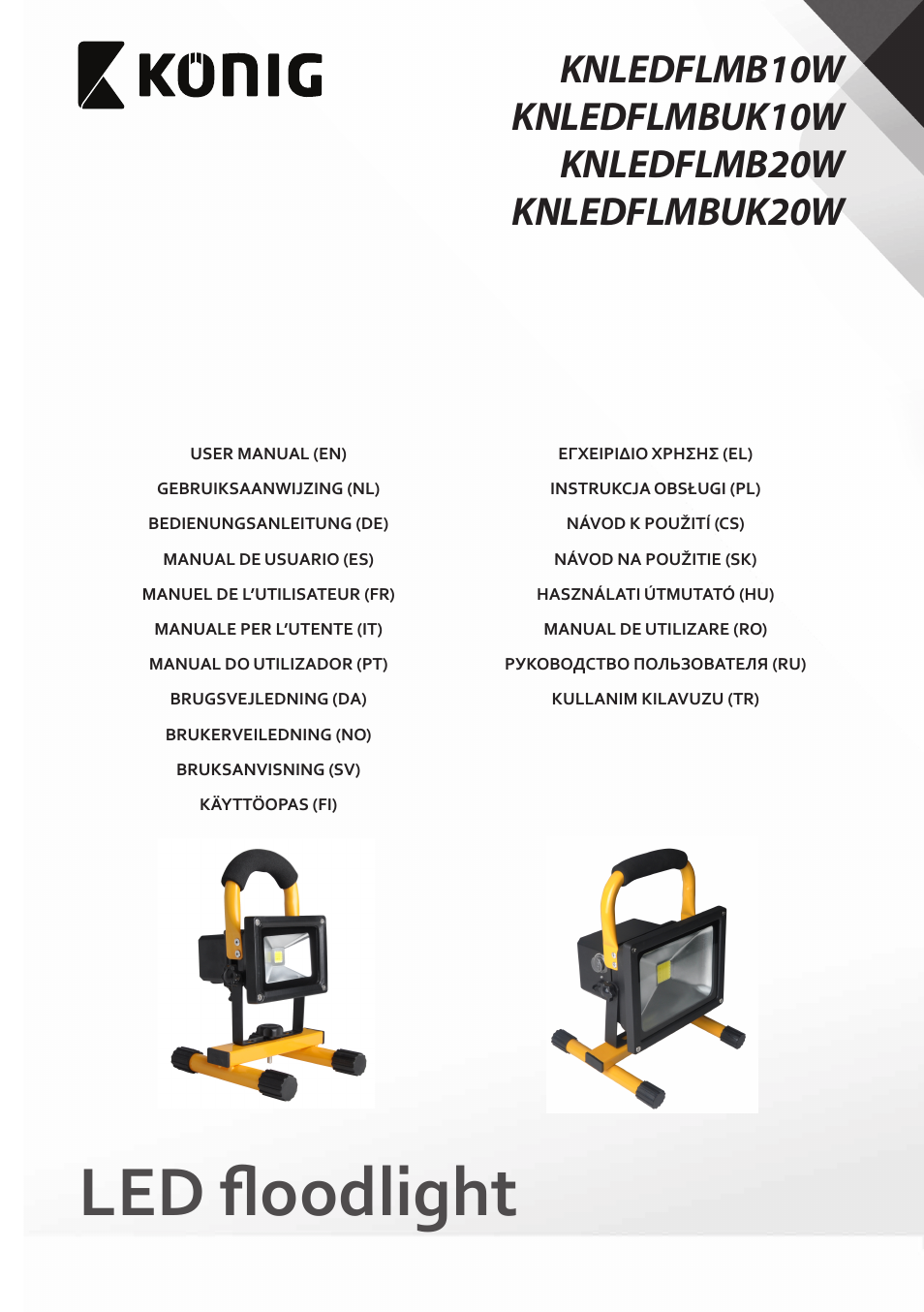 Konig Electronic COB Mobile LED Floodlight 10 W 700 Lumen UK plug User Manual | 44 pages