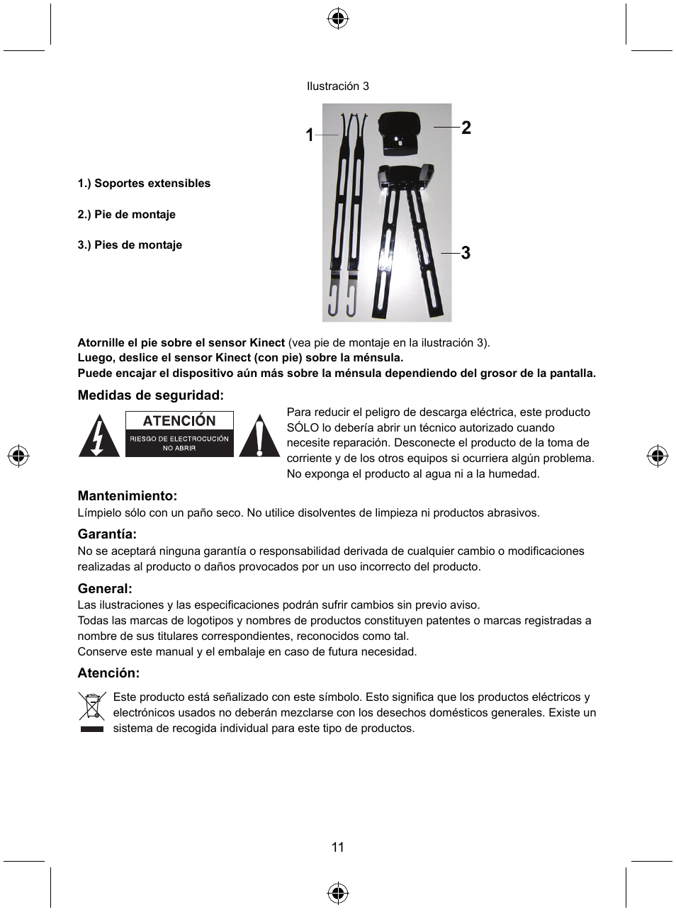 Konig Electronic Mount kit for Xbo360 kinec User Manual | Page 11 / 27