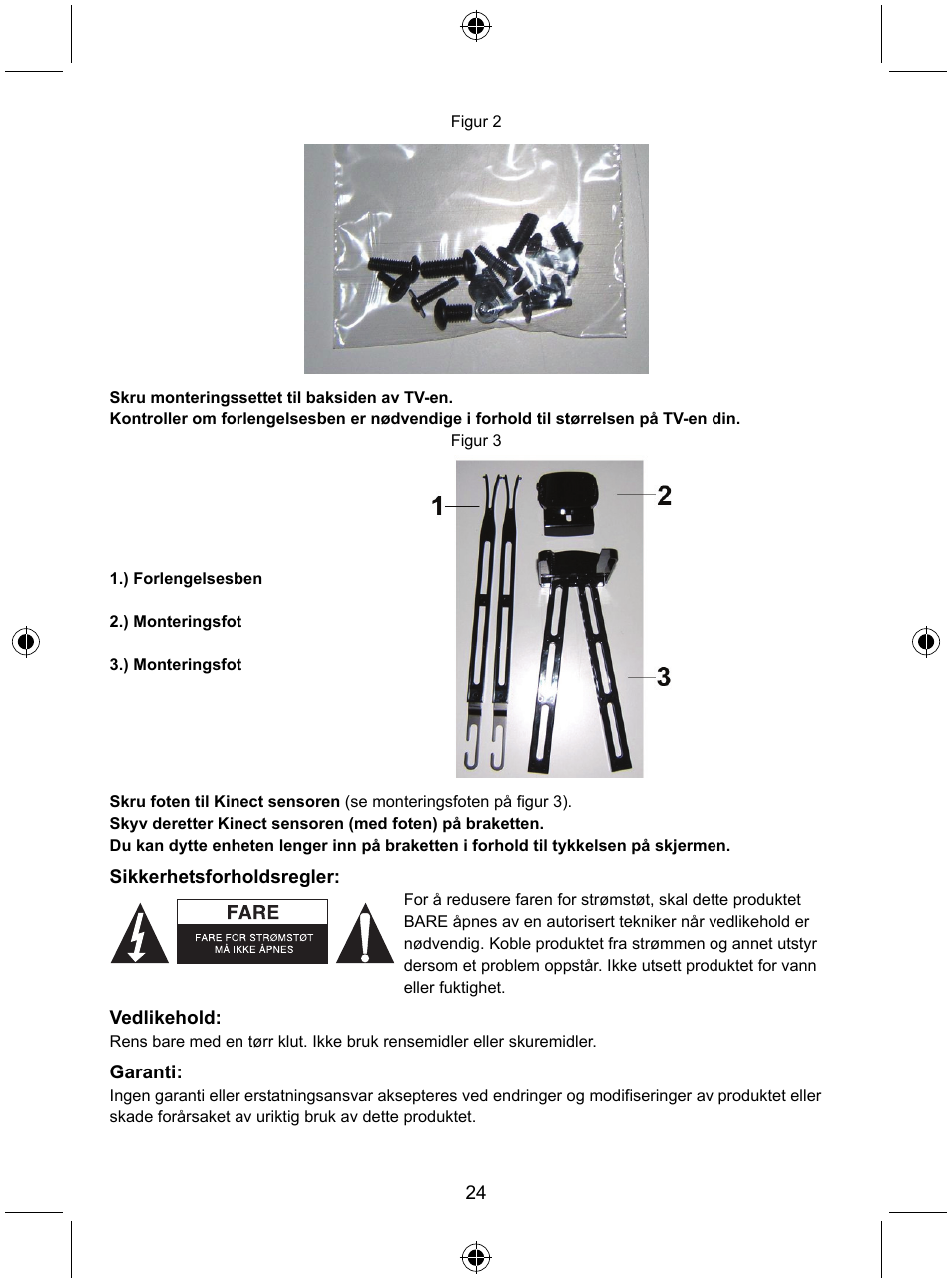 Konig Electronic Mount kit for Xbo360 kinec User Manual | Page 24 / 27