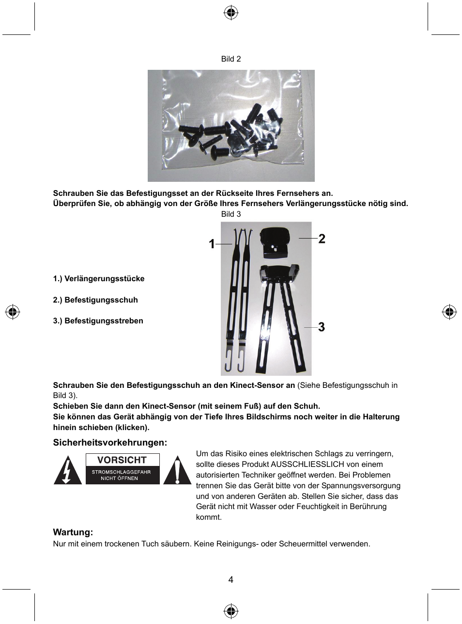 Konig Electronic Mount kit for Xbo360 kinec User Manual | Page 4 / 27