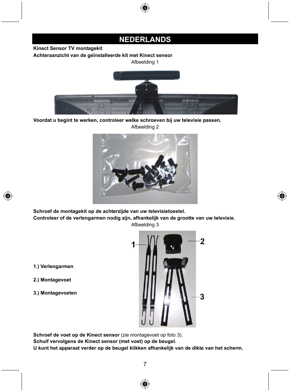 Nederlands | Konig Electronic Mount kit for Xbo360 kinec User Manual | Page 7 / 27
