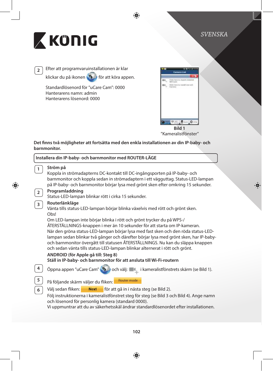 Svenska | Konig Electronic IP baby and child monitor User Manual | Page 102 / 200