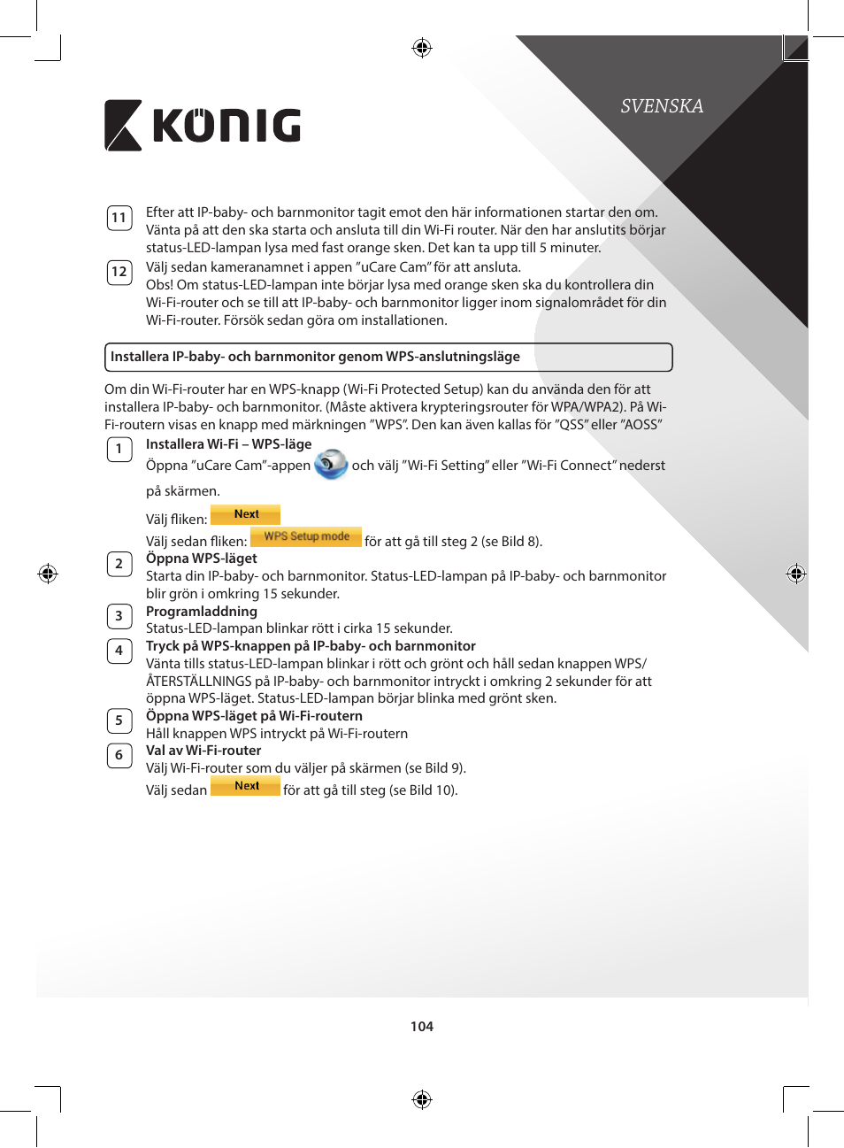 Svenska | Konig Electronic IP baby and child monitor User Manual | Page 104 / 200