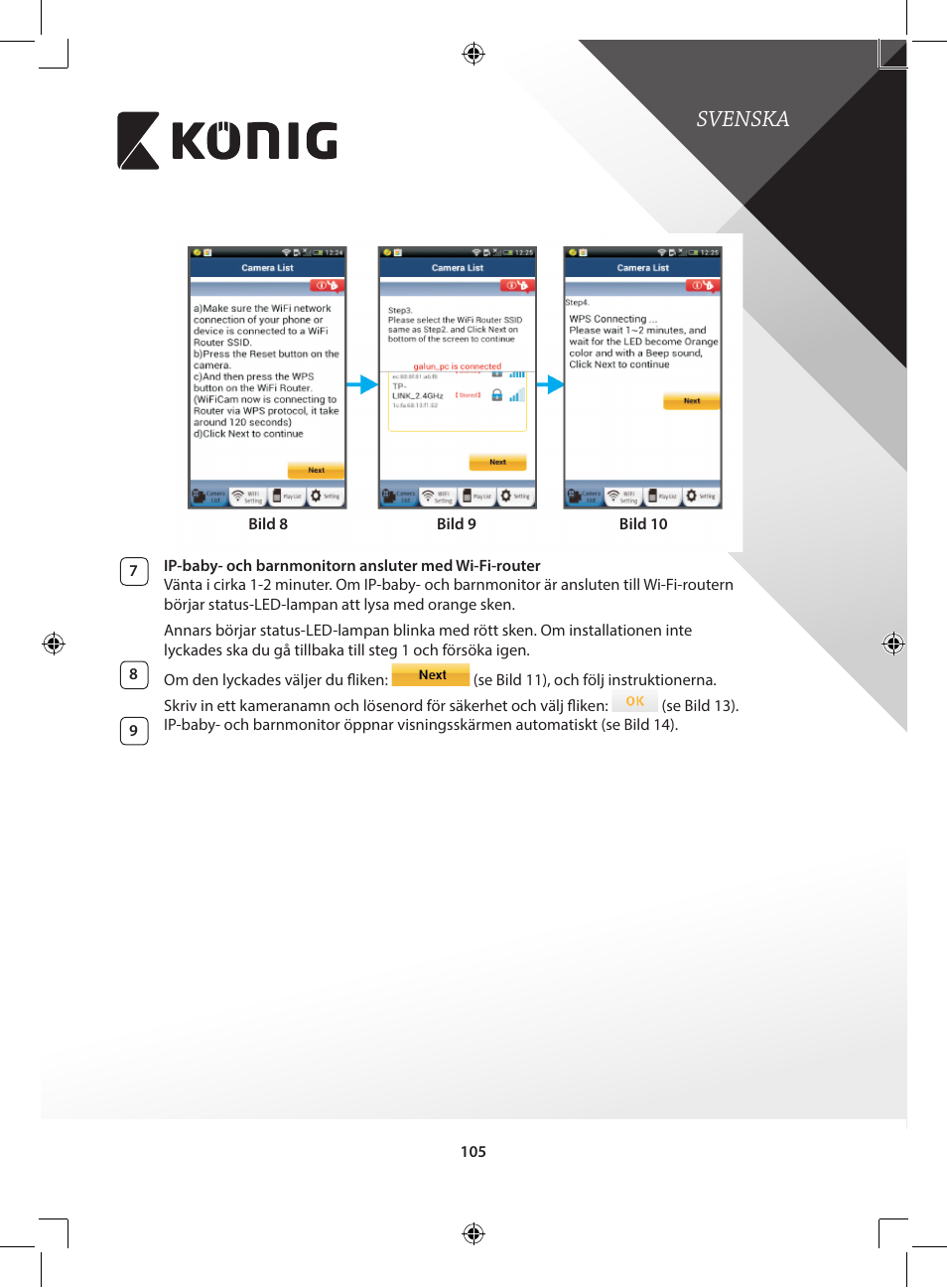 Svenska | Konig Electronic IP baby and child monitor User Manual | Page 105 / 200